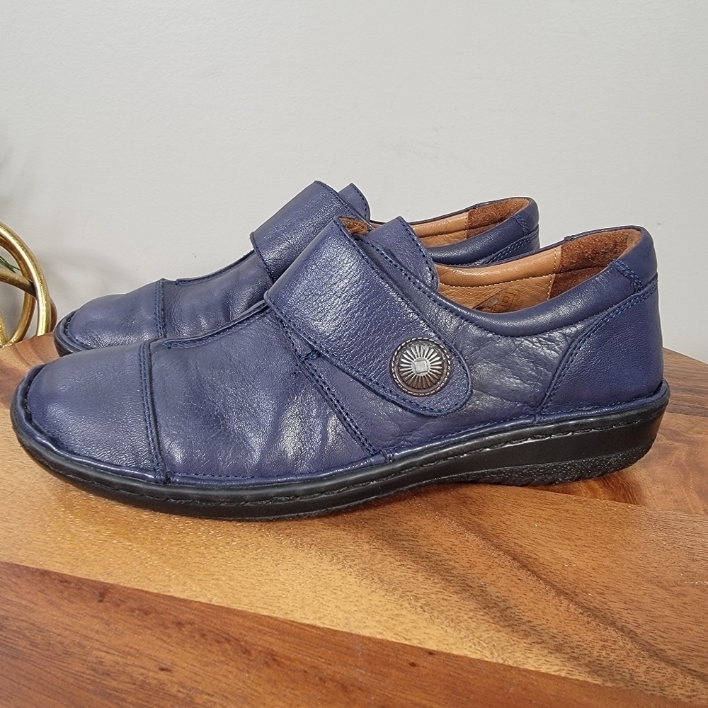 Spring Step Kaminia Blue Leather Shoes Loafers Flats Monk Strap Size 38 - Picture 10 of 17